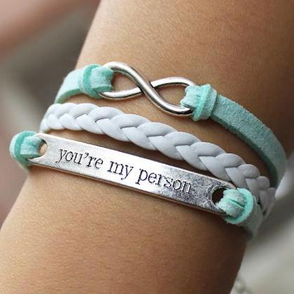 You are my person bracelet,mint gre..