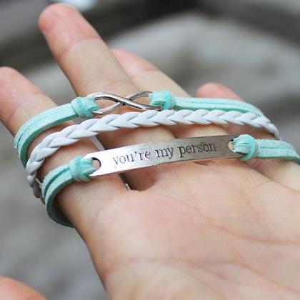 You are my person bracelet,mint gre..