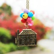 Up Necklace,flying house necklace,dream house necklace,rainbow house,up up necklace.adventure necklace
