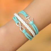 infinity wish bracelets, Anchor bracelets, Silver anchor bracelets. Blue bracelets .best gift bracelets