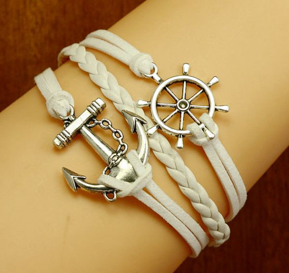 Anchor Bracelets,helm Bracelets ,white Woven Bracelest. High Fashion Bracelets