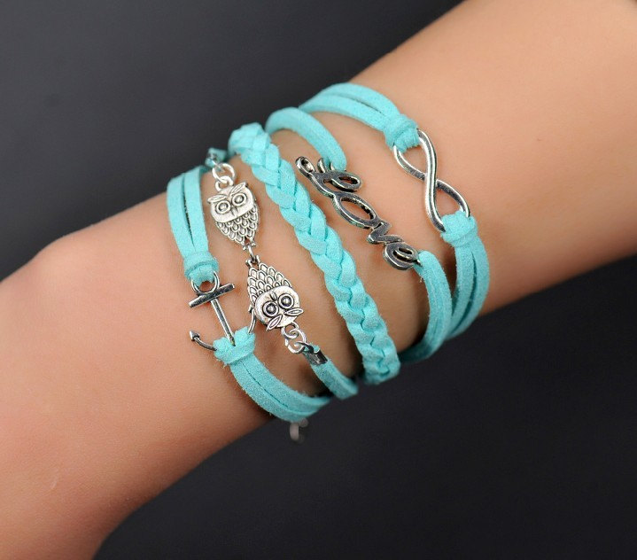 Infinity Bracelets, Owl Bracelets, Love Bracelets,anchor Bracelets. Personalized Bracelets.blue Bracelets